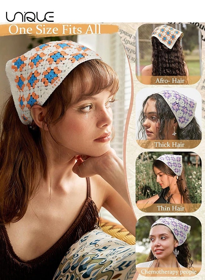 Unique 2PCS Women's Headscarf - Floral Headband - Triangle Headscarf - Hand-Knitted Headscarf - Suitable for Outdoor Activities and Photography, Women's Gift, Floral Headscarf - Image 4